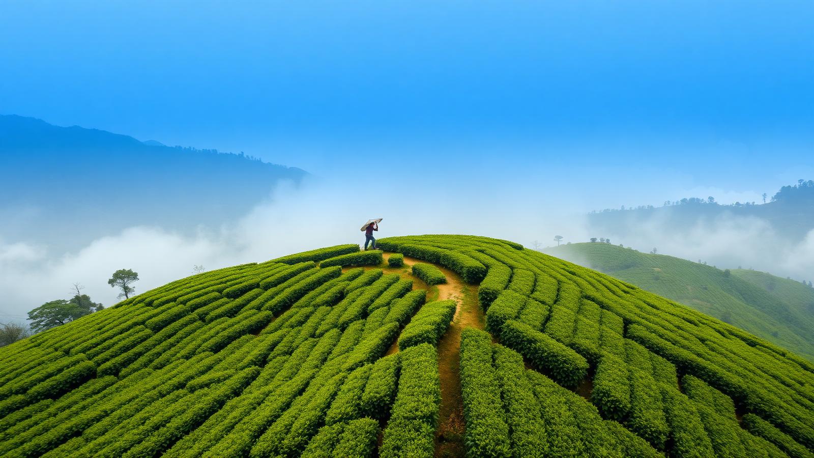 Tea plantation in the Nepal hills